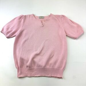 Vintage 90s pink cotton top Size Medium Short sleeve Cottagecore Feminine